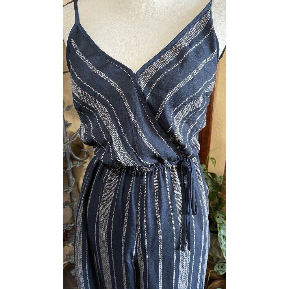 Xhilaration Women's Striped Blue And White‎ Wrap Wide Leg Jumpsuit Size X-small - Picture 3 of 16